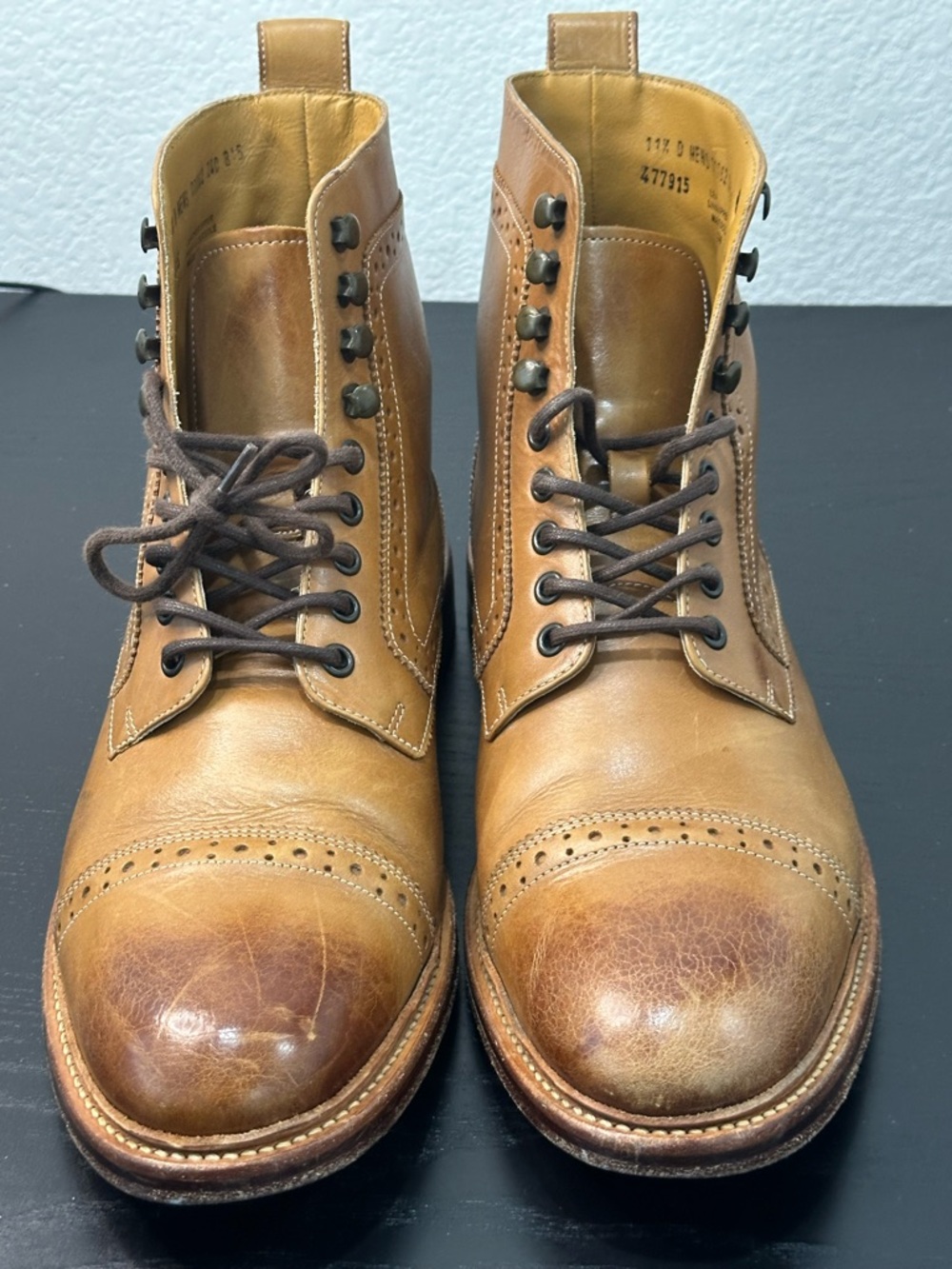 Stacy Adams GoodYear Welted Wingtip Cap Toe Leather Boots Men’s Size 11.5D